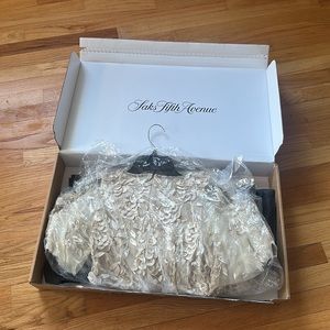 Theia Embellished Flutter-Sleeve Tulle Dress Sz. 2